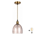 BRILAGI - LED hanglamp aan kabel RETRO GLASS 1xE27/60W/230V Ø 17 cm goud/rookbeige