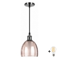 BRILAGI - LED-hanglamp aan kabel RETRO GLASS 1xE27/60W/230V Ø 17 cm zwart/rookbeige