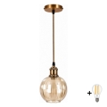 BRILAGI - LED-hanglamp aan kabel RETRO GLASS 1xE27/60W/230V Ø 18 cm goud/rookbruin