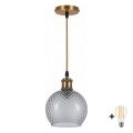 BRILAGI - LED hanglamp aan kabel RETRO GLASS 1xE27/60W/230V Ø 18 cm goud/rookgrijs