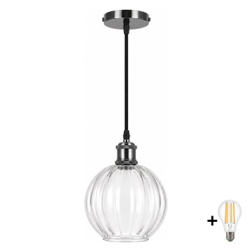 BRILAGI - LED-hanglamp aan kabel RETRO GLASS 1xE27/60W/230V Ø 18 cm zwart/helder