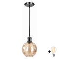 BRILAGI - LED hanglamp aan kabel RETRO GLASS 1xE27/60W/230V Ø 18 cm zwart/rookbruin