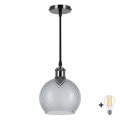 BRILAGI - LED hanglamp aan kabel RETRO GLASS 1xE27/60W/230V Ø 18 cm zwart/rookgrijs