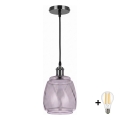 BRILAGI - LED hanglamp aan kabel RETRO GLASS 1xE27/60W/230V Ø 26 cm zwart/rookgrijs