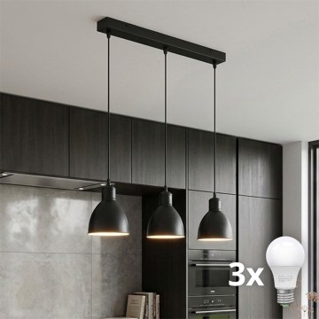 Brilagi - LED hanglamp aan kabel RIDDY 3xE27/60W/230V zwart