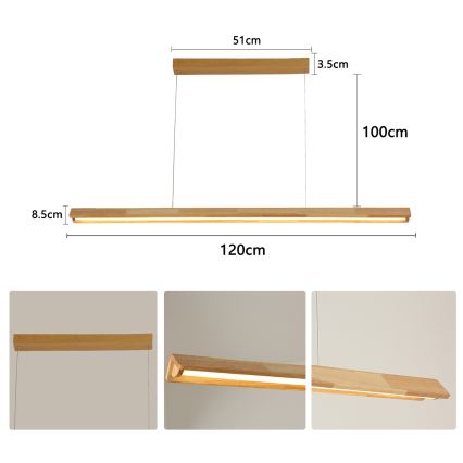 Brilagi - LED-hanglamp aan kabel UMEA WOOD LED/30W/230V 120 cm hout