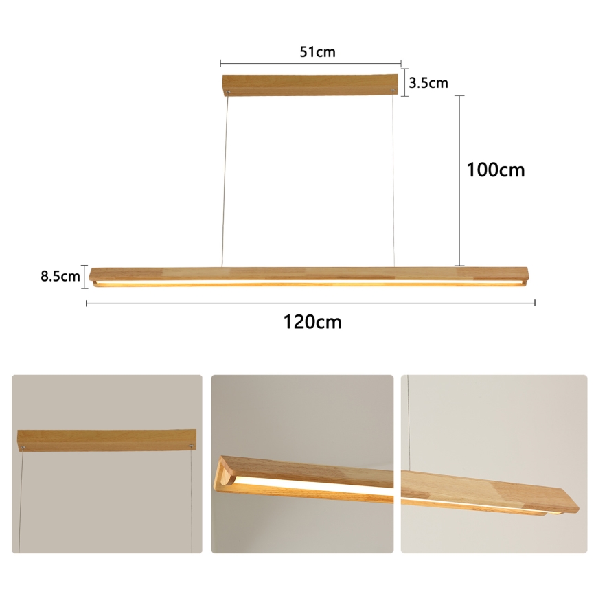 Brilagi - LED-hanglamp aan kabel UMEA WOOD LED/30W/230V 120 cm hout