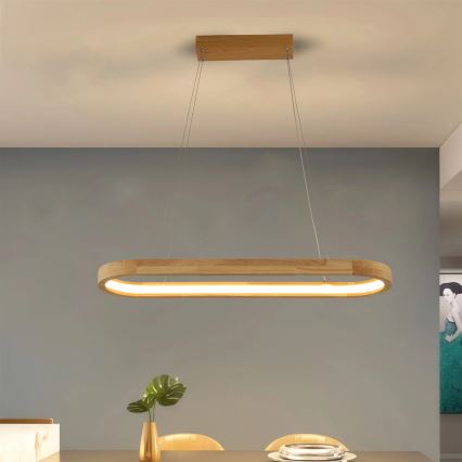 Brilagi - LED hanglamp aan kabel UMEA WOOD LED/30W/230V 70x20 cm hout