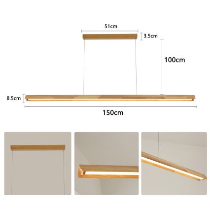 Brilagi - LED-hanglamp aan kabel UMEA WOOD LED/40W/230V 150 cm hout