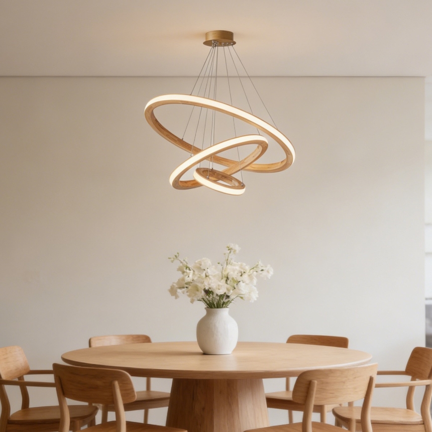 Brilagi - LED-hanglamp aan kabel UMEA WOOD LED/45W/230V Ø 60 cm hout