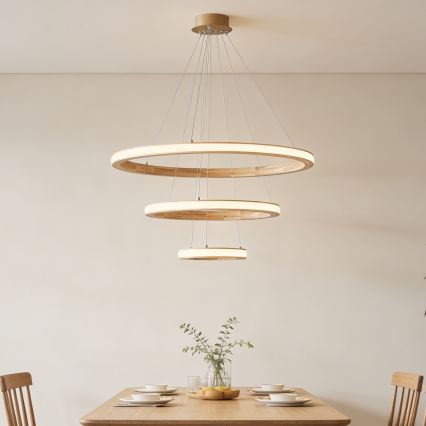 Brilagi - LED-hanglamp aan kabel UMEA WOOD LED/45W/230V Ø 60 cm hout