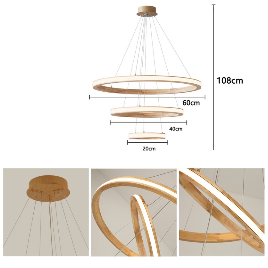 Brilagi - LED-hanglamp aan kabel UMEA WOOD LED/45W/230V Ø 60 cm hout