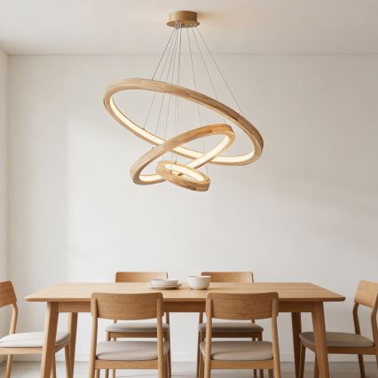 Brilagi - LED-hanglamp aan kabel UMEA WOOD LED/45W/230V Ø 60 cm hout