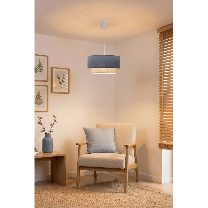Brilagi - LED-hanglamp aan snoer BOHO ECO 1xE27/10W/230V Ø 40 cm blauw/crème