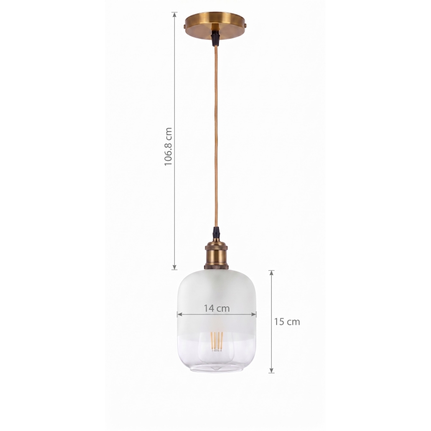 BRILAGI - LED hanglamp aan snoer RETRO GLASS 1xE27/60W/230V Ø 14 cm goud/wit