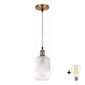 BRILAGI - LED-hanglamp aan snoer RETRO GLASS 1xE27/60W/230V Ø 14 cm goud/wit