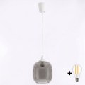 Brilagi - LED-hanglamp aan snoer RETRO GLASS 1xE27/60W/230V Ø 14 cm wit/rookgrijs