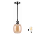 BRILAGI - LED hanglamp aan snoer RETRO GLASS 1xE27/60W/230V Ø 14 cm zwart/rookbruin
