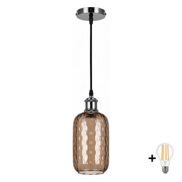 BRILAGI - LED hanglamp aan snoer RETRO GLASS 1xE27/60W/230V Ø 14 cm zwart/rookbruin
