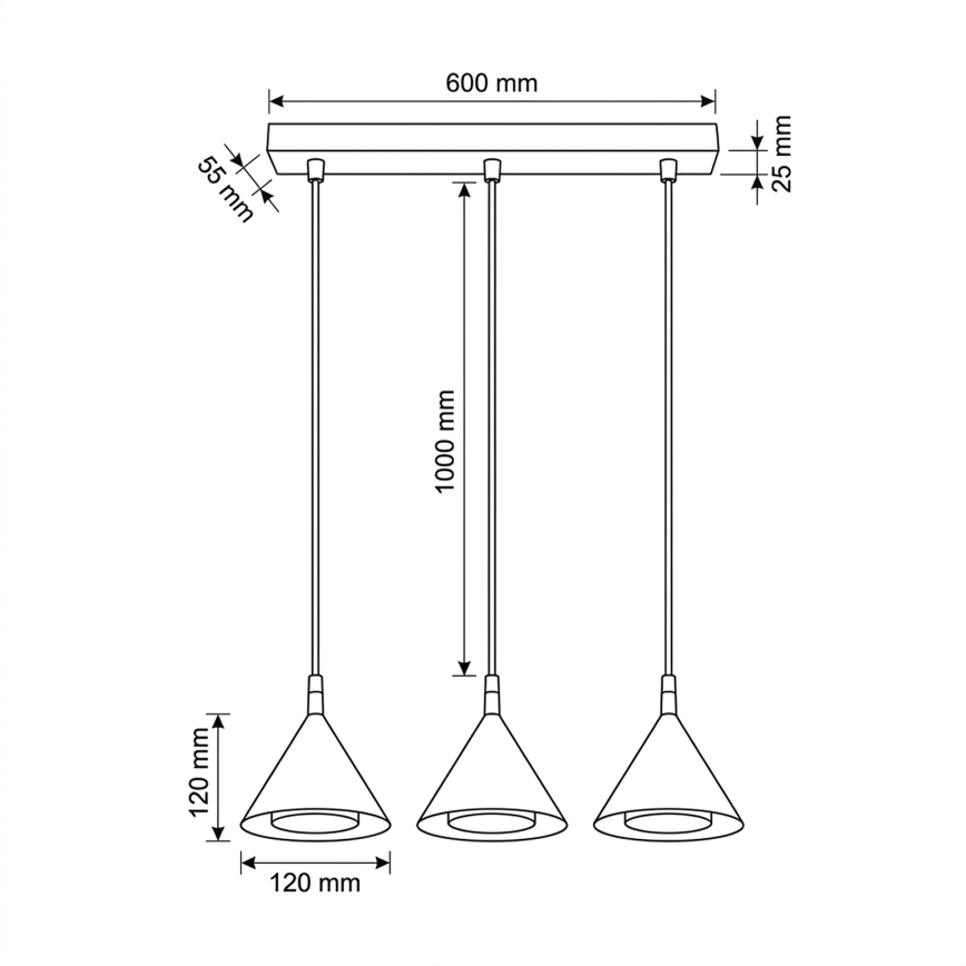 BRILAGI - LED Hanglamp met kabel CONE TRIPLE 3xGX53/15W/230V goudkleurig