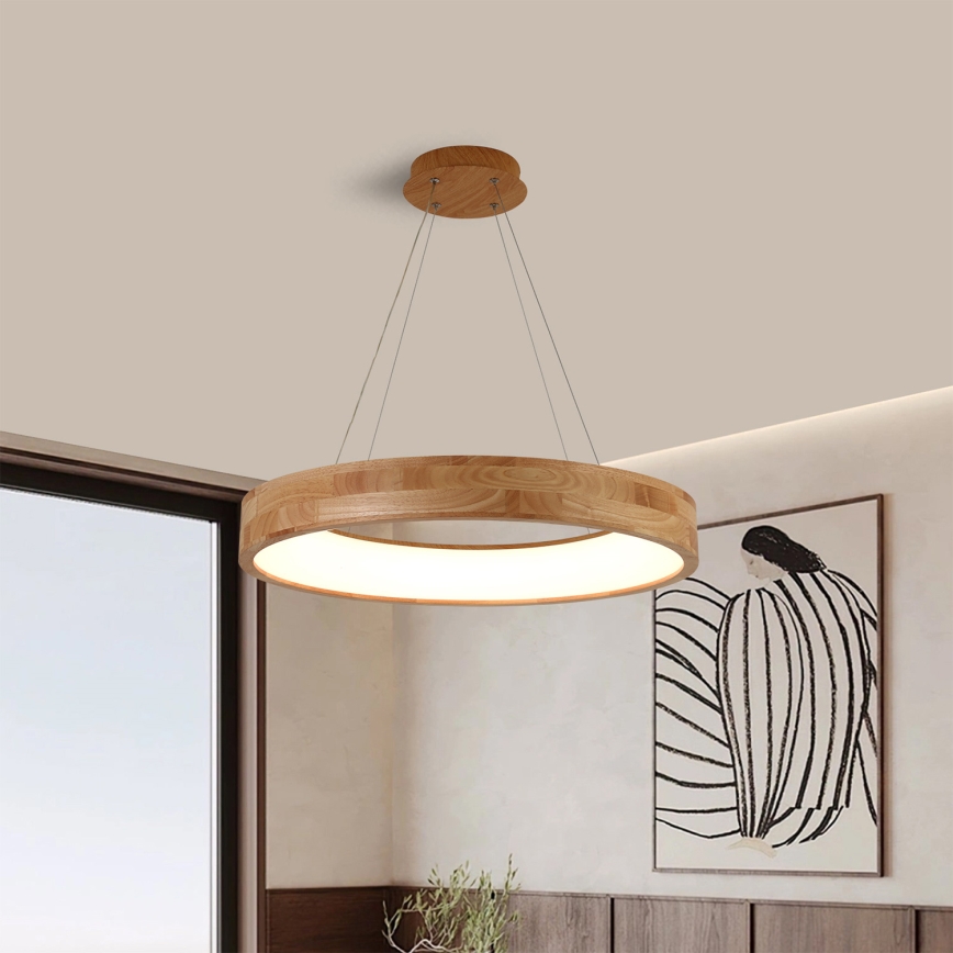 Brilagi - FALCON WOOD LED hanglamp aan kabel, 40W/230V, 3000/4000/6000K, Ø 60 cm, hout