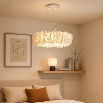 Brilagi - LED-hanglamp met kabel FEATHER 3xE27/40W/230V + 3xLED/3W Ø 40 cm wit