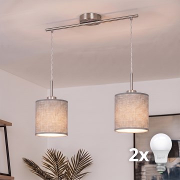 Brilagi - LED-hanglamp met kabel NUBILA 2xE27/60W/230V grijs