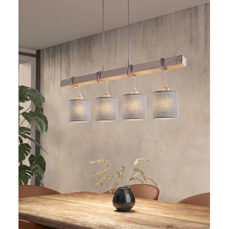 Brilagi - LED hanglamp met kabel NUBILA 4xE27/60W/230V grijs
