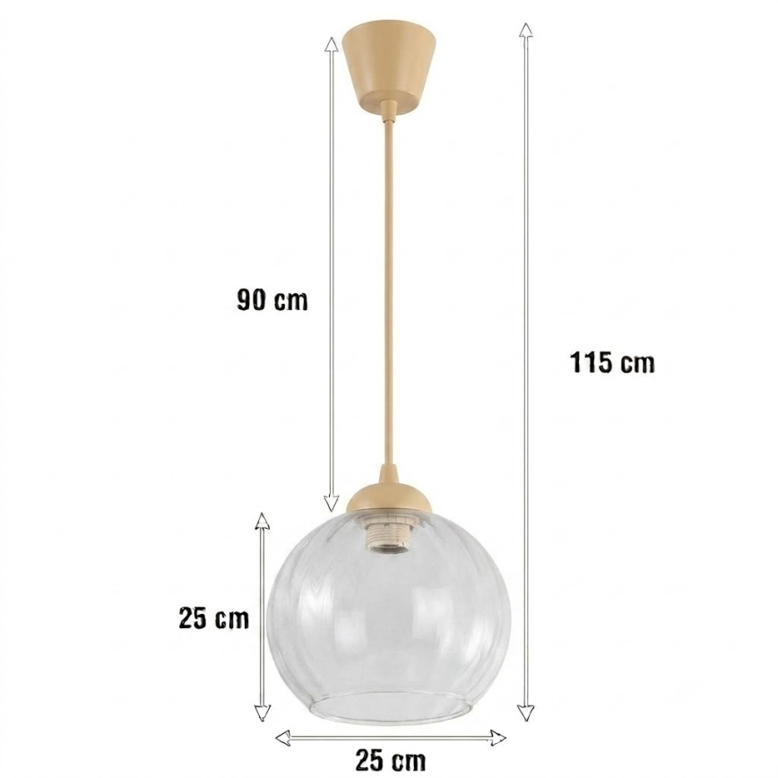 Brilagi - LED-hanglamp met kabel RETRO GLAS 1xE27/60W/230V Ø 25 cm beige/helder