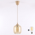 Brilagi - LED-hanglamp met kabel RETRO GLASS 1xE27/60W/230V Ø 14 cm beige/rookbruin