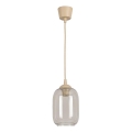 Brilagi - LED-hanglamp met kabel RETRO GLASS 1xE27/60W/230V Ø 14 cm beige/rookgrijs