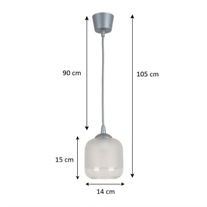 Brilagi - LED-hanglamp met kabel RETRO GLASS 1xE27/60W/230V Ø 14 cm zilver/wit