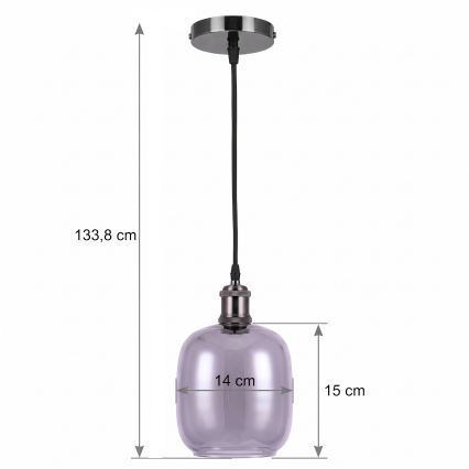 BRILAGI - LED-hanglamp aan kabel RETRO GLASS 1xE27/60W/230V Ø 14 cm zwart/rookgrijs