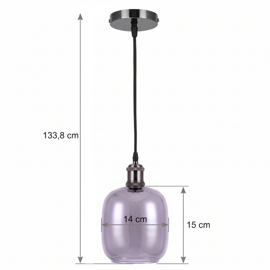BRILAGI - LED-hanglamp aan kabel RETRO GLASS 1xE27/60W/230V Ø 14 cm zwart/rookgrijs