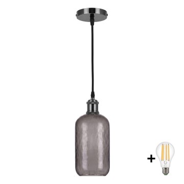 BRILAGI - LED hanglamp met kabel RETRO GLASS 1xE27/60W/230V Ø 14 cm zwart/rookgrijs