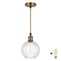 BRILAGI - LED-hanglamp met kabel RETRO GLASS 1xE27/60W/230V Ø 18 cm goud/helder