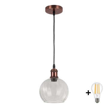 Brilagi - LED-hanglamp met kabel RETRO GLASS 1xE27/60W/230V Ø 25 cm wit/helder