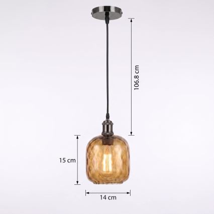 BRILAGI - LED hanglamp met snoer RETRO GLASS 1xE27/60W/230V Ø 14 cm zwart/rookbruin