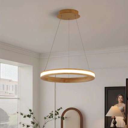 Brilagi - LED-hanglamp met kabel UMEA WOOD LED/30W/230V Ø 40 cm rubberhout