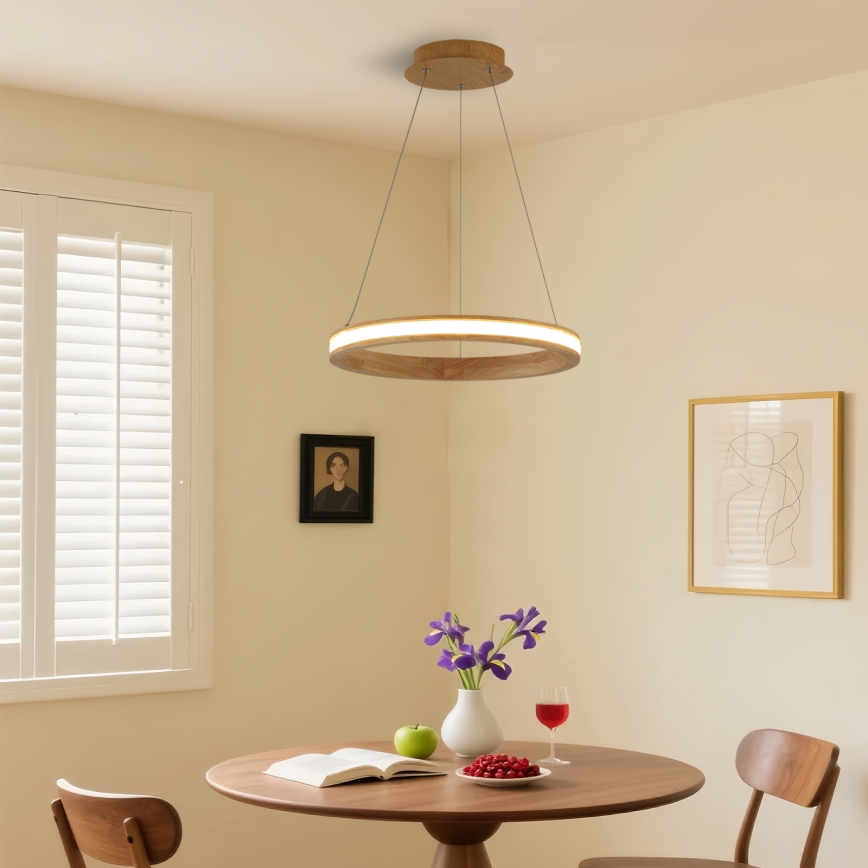 Brilagi - LED-hanglamp met kabel UMEA WOOD LED/30W/230V Ø 40 cm rubberhout