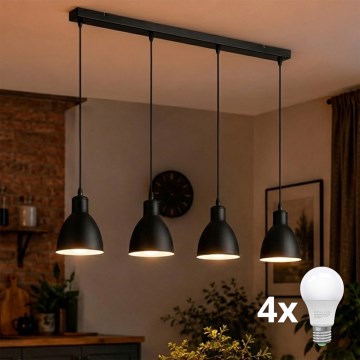 Brilagi - LED-hanglamp RIDDY aan kabel 4xE27/60W/230V, zwart