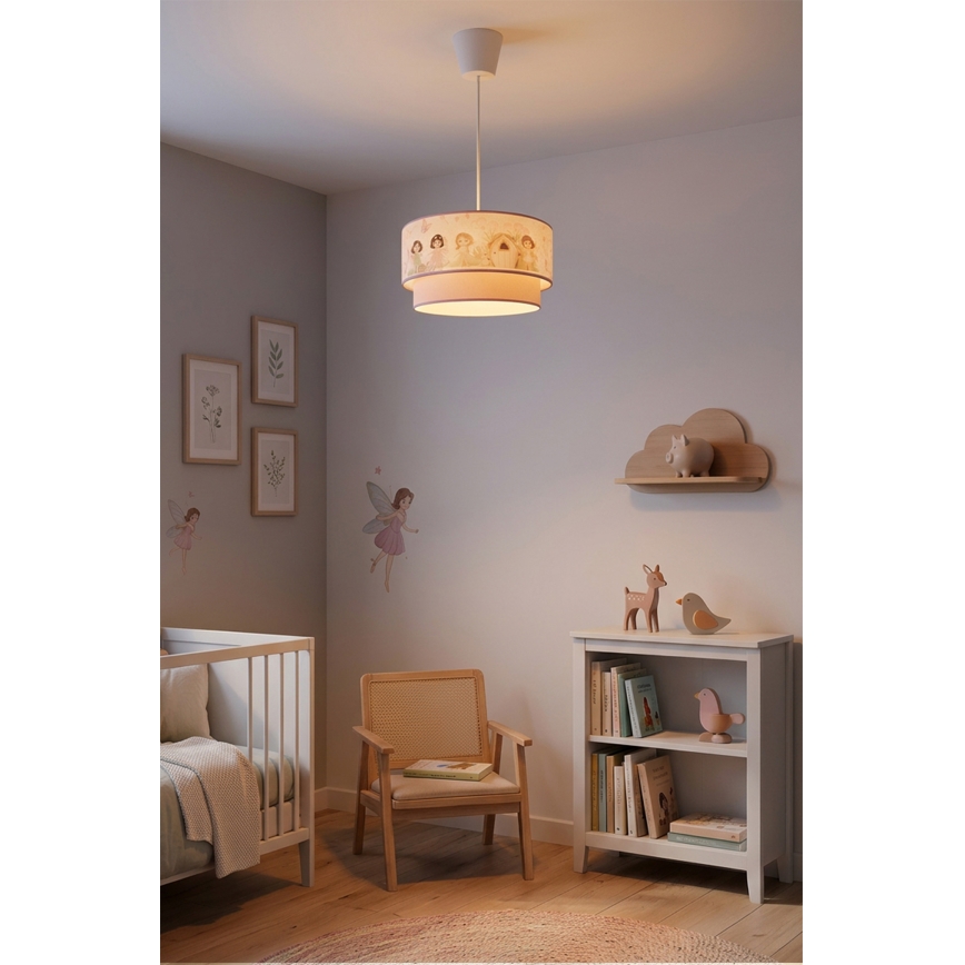Brilagi - LED hanglamp voor kinderkamer aan kabel BOBO 1xE27/60W/230V Ø 40 cm roze/feeën