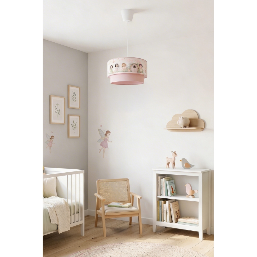 Brilagi - LED hanglamp voor kinderkamer aan kabel BOBO 1xE27/60W/230V Ø 40 cm roze/feeën
