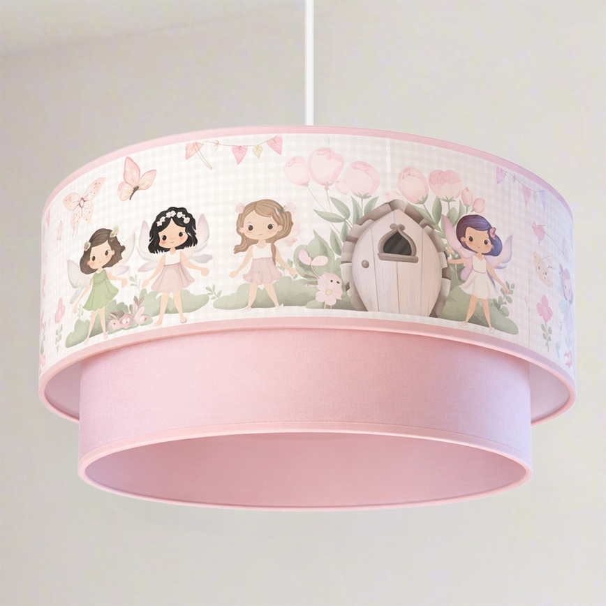 Brilagi - LED hanglamp voor kinderkamer aan kabel BOBO 1xE27/60W/230V Ø 40 cm roze/feeën