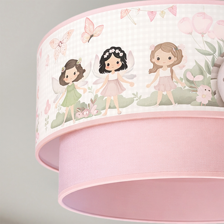 Brilagi - LED hanglamp voor kinderkamer aan kabel BOBO 1xE27/60W/230V Ø 40 cm roze/feeën