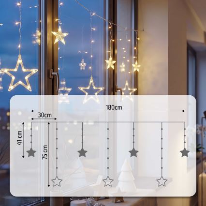 BRILAGI - LED Kerst Lichtgordijn 77xLED/3xAA/USB 1,8m warm wit