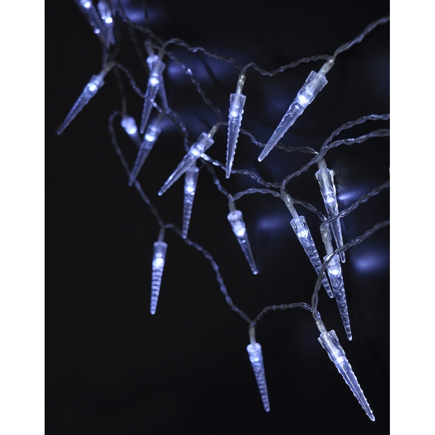 Brilagi - LED Kerst Lichtketting voor buiten 50xLED/8 functies/3xAA 8m IP44 koud wit