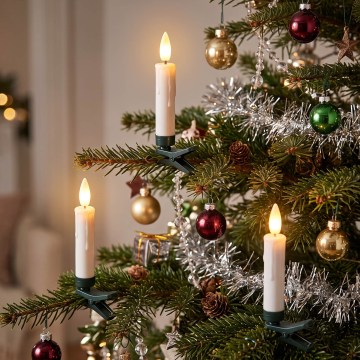 BRILAGI - LED kerstboomverlichting 10xLED/10xAAA wit + afstandsbediening