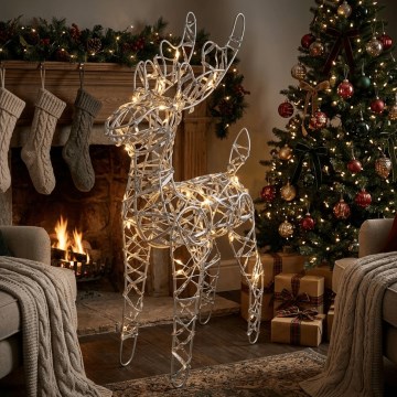 BRILAGI - LED kerstdecoratie LED/3xAA 42 cm rendier warm wit/zilver