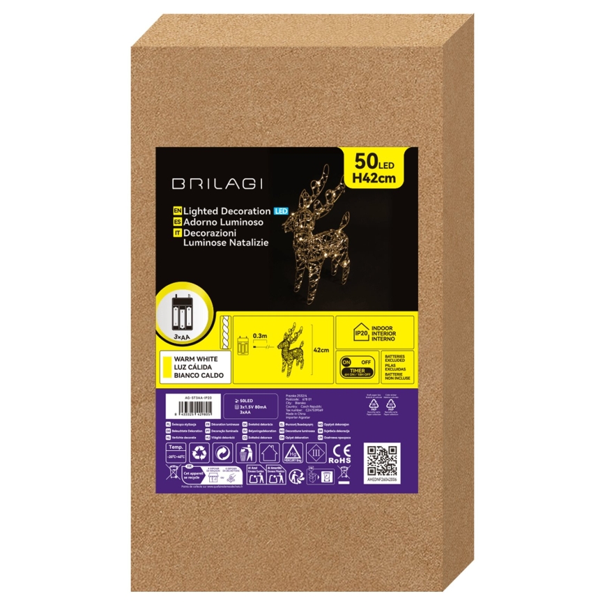 BRILAGI - LED Kerstdecoratie LED/3xAA 42 cm rendier warm wit